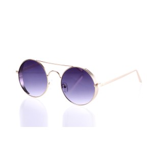Жіночі сонцезахисні окуляри 10172 золоті з фіолетовою лінзою 