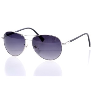 Louis Vuitton сонцезащитные очки 10062 серебряные с чёрной линзой 