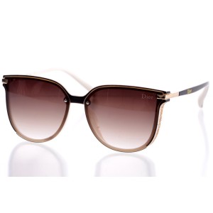 Женские сонцезащитные очки 10175 белые с коричневой линзой 