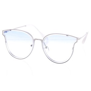 Имиджевые сонцезащитные очки 10177 серебряные с голубой линзой 