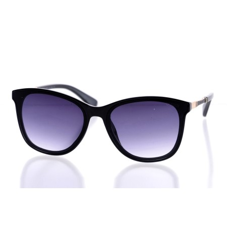 Женские сонцезащитные очки 10179 чёрные с чёрной линзой 