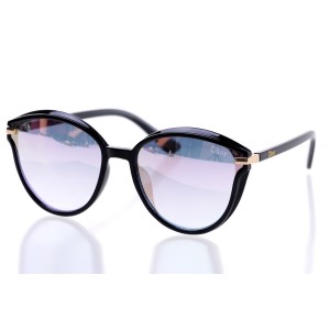 Женские сонцезащитные очки 10194 чёрные с розовой линзой 