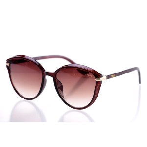 Женские сонцезащитные очки 10196 коричневые с коричневой линзой 