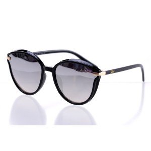 Женские сонцезащитные очки 10197 чёрные с ртутной линзой 