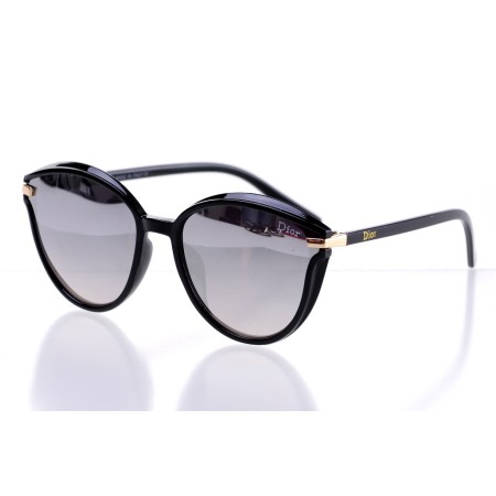 Женские сонцезащитные очки 10197 чёрные с ртутной линзой 