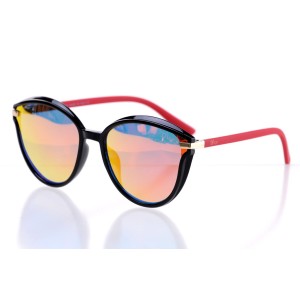 Жіночі сонцезахисні окуляри 10198 чорні з помаранчевою лінзою 