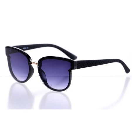 Женские сонцезащитные очки 10210 чёрные с фиолетовой линзой 