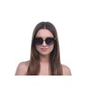 Женские сонцезащитные очки 10215 чёрные с синей линзой 