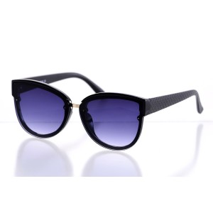 Жіночі сонцезахисні окуляри 10215 чорні з синьою лінзою 
