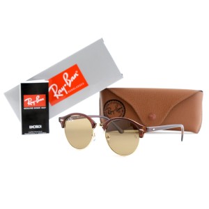 Ray Ban Round Metal (круглые) сонцезащитные очки 12689 коричневые скоричневой линзой 