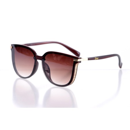 Женские сонцезащитные очки 10240 коричневые с коричневой линзой 