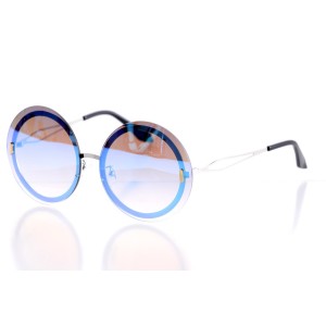 Женские сонцезащитные очки 10251 серебряные с синей линзой 