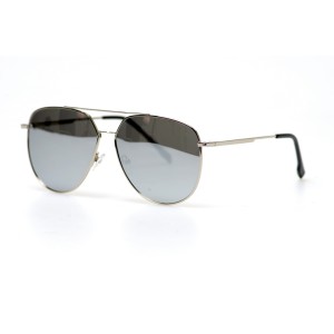 Мужские сонцезащитные очки Капли 10919 серебряные с зеркальной линзой 