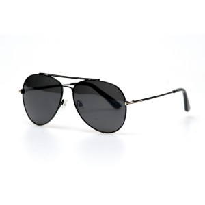 Мужские сонцезащитные очки Капли 11294 чёрные с чёрной линзой 