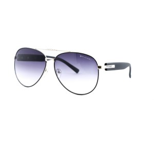Мужские сонцезащитные очки Капли 12522 серебряные с синий линзой 