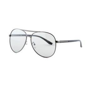 Чоловічі сонцезахисні окуляри Хамелеони 12519 чорне срібло з прозорою лінзою 