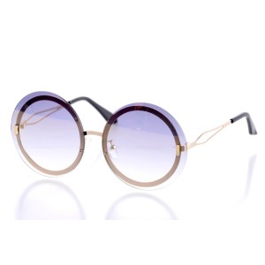 Жіночі сонцезахисні окуляри 10255 золоті з фіолетовою лінзою 