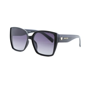 Женские сонцезащитные очки 12542 чёрные с темно-синий линзой 