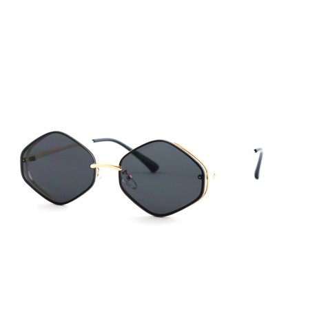 Женские сонцезащитные очки Классика 12547 золотые с чёрной линзой 