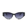 Женские сонцезащитные очки 12555 чёрные с темно-синий линзой 