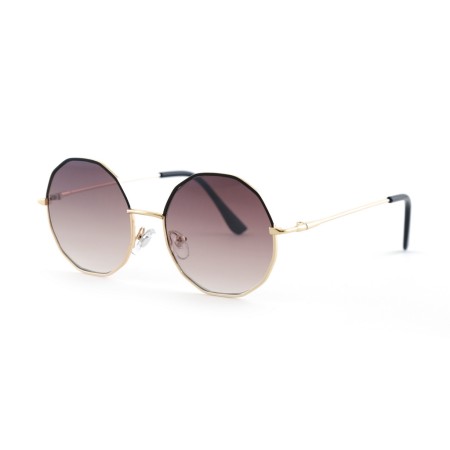 Жіночі сонцезахисні окуляри Класика 12561 золоті з коричневою лінзою 