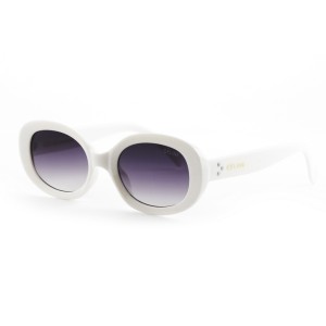 Женские сонцезащитные очки 12578 белые с темно-сиреневой линзой 