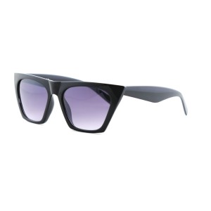 Женские сонцезащитные очки 12585 чёрные с темно-сиреневой линзой 