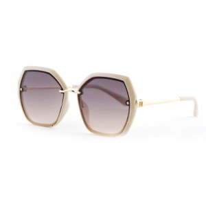 Женские сонцезащитные очки Классика 12588 бежевые с коричневой линзой 