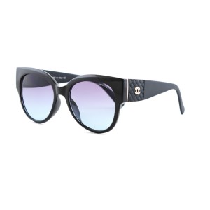 Женские сонцезащитные очки 12590 чёрные с сиреневой линзой 