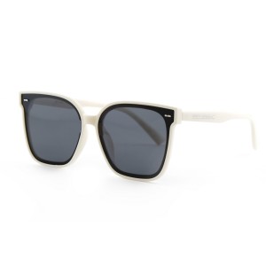 Женские сонцезащитные очки Классика 12595 белые с чёрной линзой 