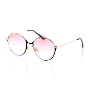 Жіночі сонцезахисні окуляри 10259 золоті з рожевою лінзою 