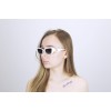 Жіночі сонцезахисні окуляри Класика 12599 білі з темно-бузковою лінзою 