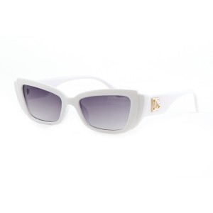 Женские сонцезащитные очки Классика 12599 белые с темно-сиреневой линзой 