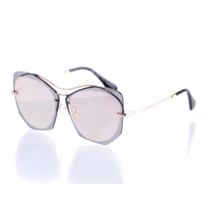 Жіночі сонцезахисні окуляри 10323 золоті з рожевою лінзою 
