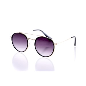 Женские сонцезащитные очки 10345 золотые с фиолетовой линзой 