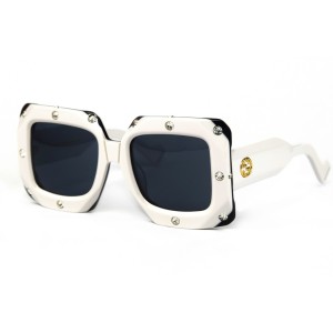 Gucci сонцезащитные очки 12411 белые с чёрной линзой 