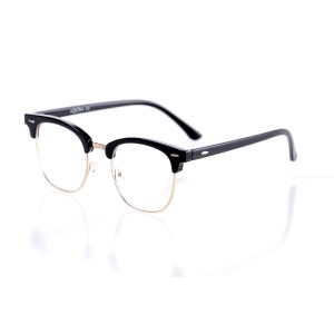 Имиджевые сонцезащитные очки 10377 чёрные с прозрачной линзой 