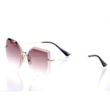 Жіночі сонцезахисні окуляри Класика 10114 золоті з коричневою лінзою 