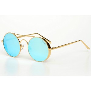 Жіночі сонцезахисні окуляри 9231 золоті з синьою лінзою 