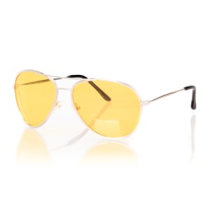 Cонцезахисні окуляри для водіїв авіатор 3032 металік з жовтою лінзою 