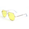 Женские сонцезащитные очки Капли 12793 золотые с жёлтой линзой 