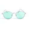 Имиджевые сонцезащитные очки 12715 серебряные с зелёной линзой 