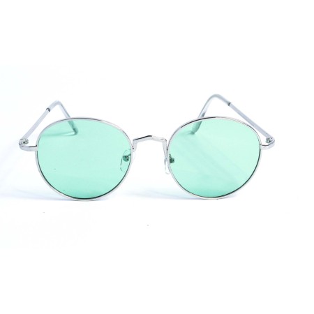 Іміджеві сонцезахисні окуляри 12715 срібні з зеленою лінзою 