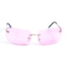 Имиджевые сонцезащитные очки 12717 золотые с розовой линзой 