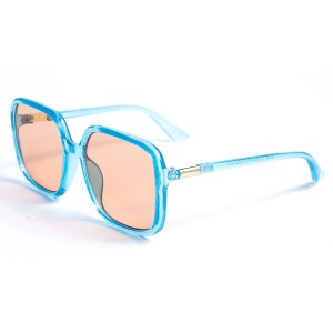 Имиджевые сонцезащитные очки 12756 синие с оранжевой линзой 