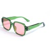 Имиджевые сонцезащитные очки 12814 зелёные с розовой линзой 