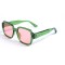 Имиджевые сонцезащитные очки 12814 зелёные с розовой линзой . Photo 1