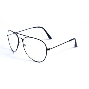 Имиджевые сонцезащитные очки 12821 чёрные с прозрачной линзой 