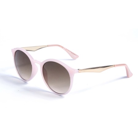 Имиджевые сонцезащитные очки 12972 розовые с жёлтой линзой 