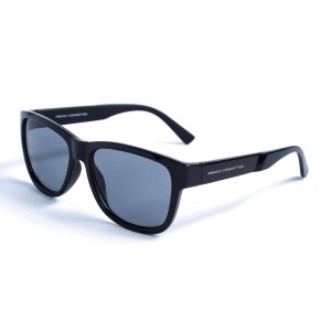 Мужские сонцезащитные очки 12757 чёрные с чёрной линзой 